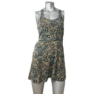 Rvca Dress Women’s Multicolor Floral Racerback Fit Flare Whimsygoth Y2K Edgy